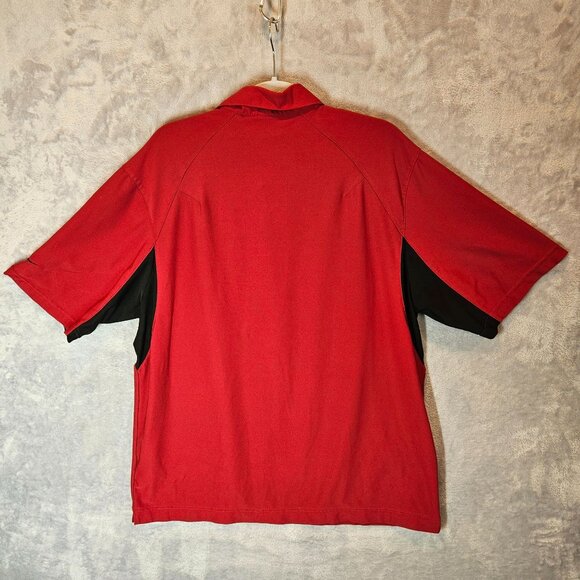 Nike Golf Polo Shirt Mens L Red Black color block Dri-Fit office athletic golf - Picture 8 of 12